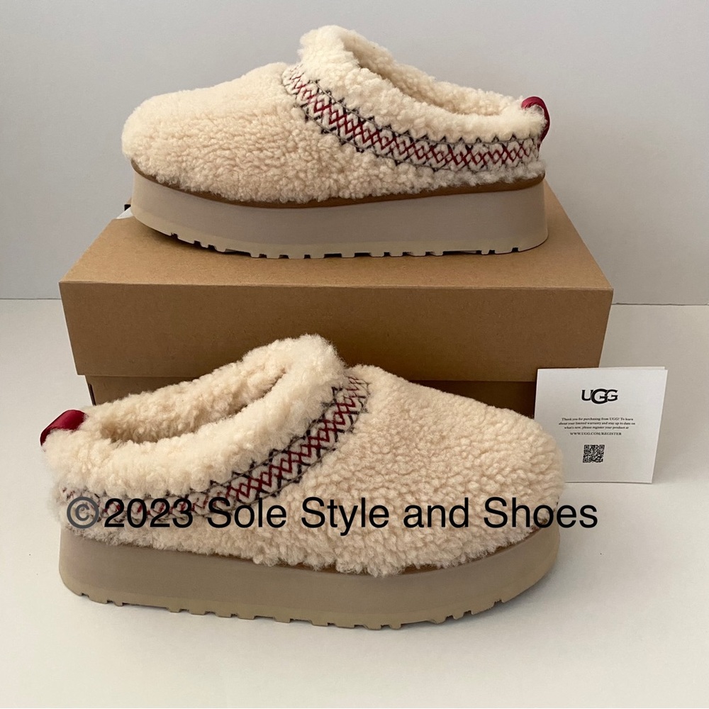 UGG Tazz UGG Braid Slippers Natural 9 New in Box - Picture 2 of 16